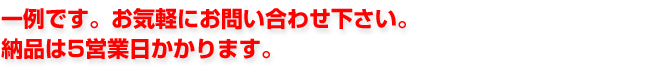 一例です。お気軽にお問い合わせ下さい。納品は5営業日かかります。